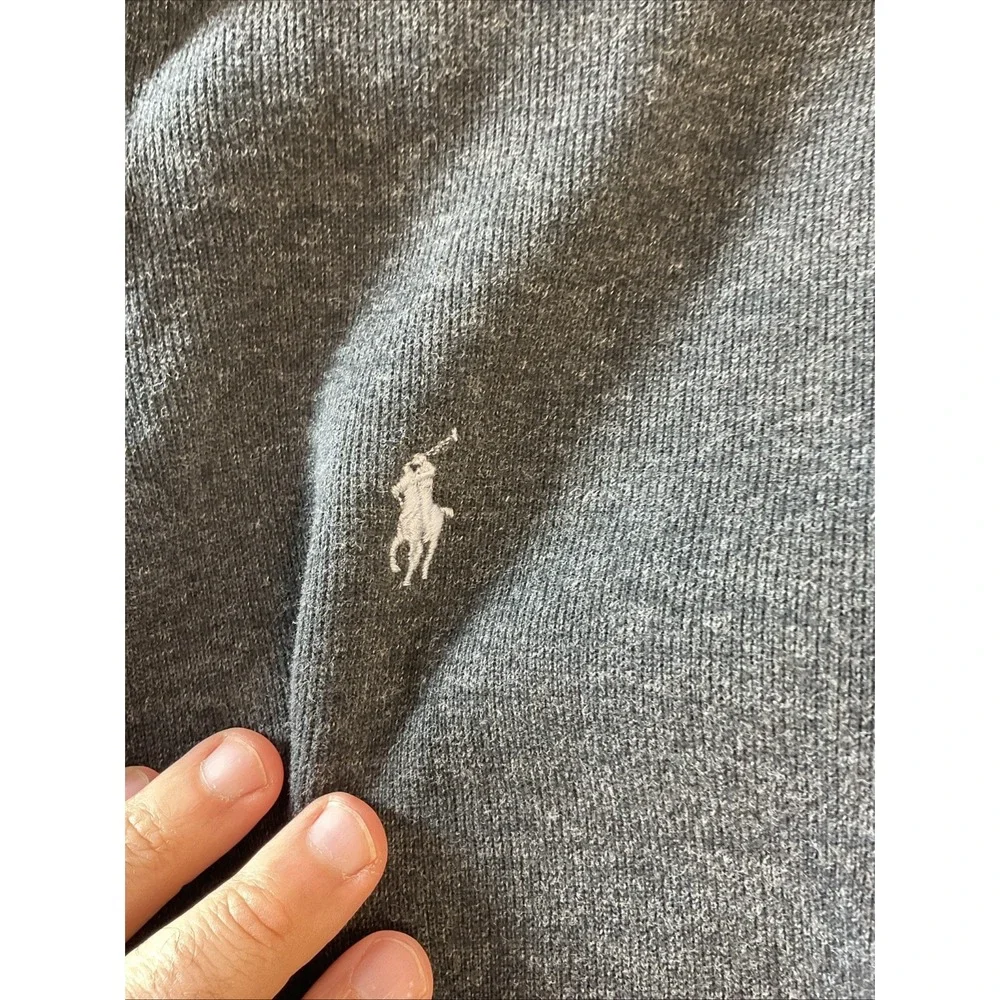 Polo‎ Ralph Lauren 1/4 Zip Dark Gray Men's M Pullover Cotton Preppy Ribbed  Prep